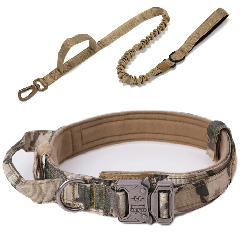 Durable Nylon Dog Collar & Leash Set – Reflective Tactical Training Leash for Large Dogs