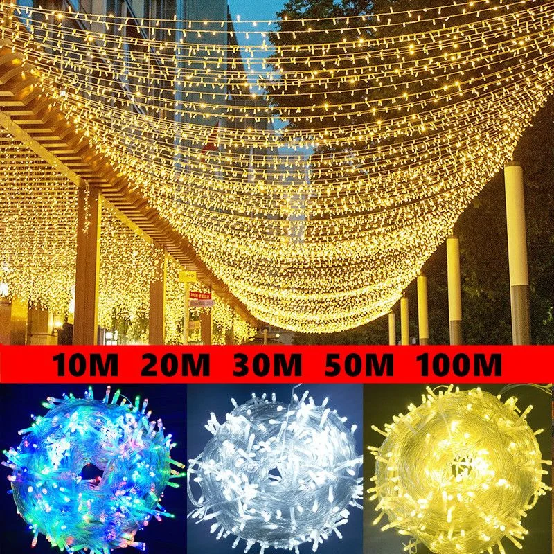 

Navidad Led Garland 100M 50M 30M 20M 10M Led String Lights Holiday Lights Decor Home Party Wedding Outdoor Christmas Decorations
