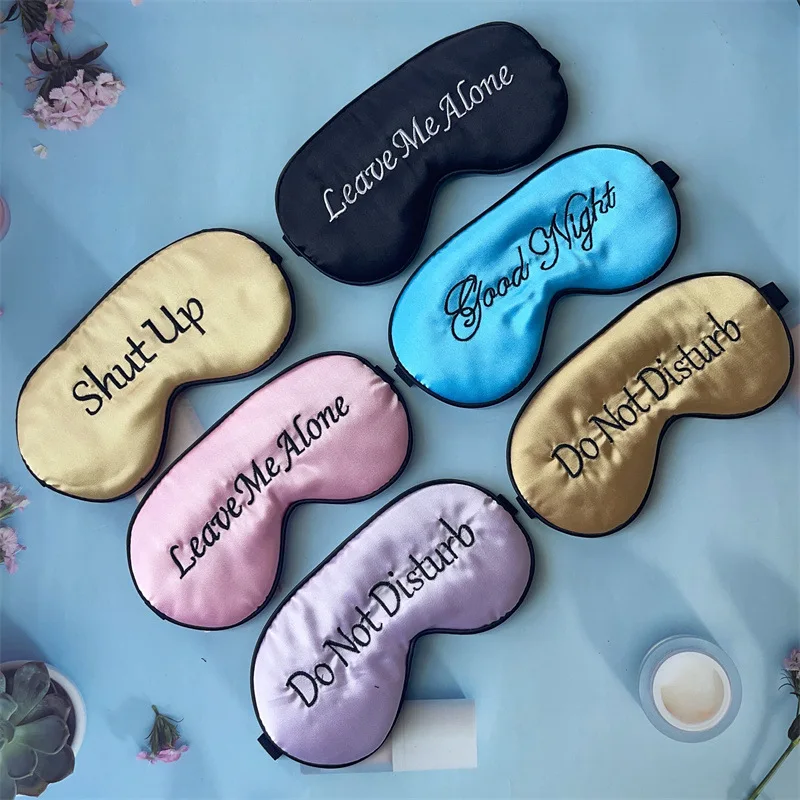 

Шелковая маска для сна с вышивкой, шелковая маска для глаз, мягкая Затемняющая повязка на глаза с регулируемым ремешком, маска для сна для путешествий