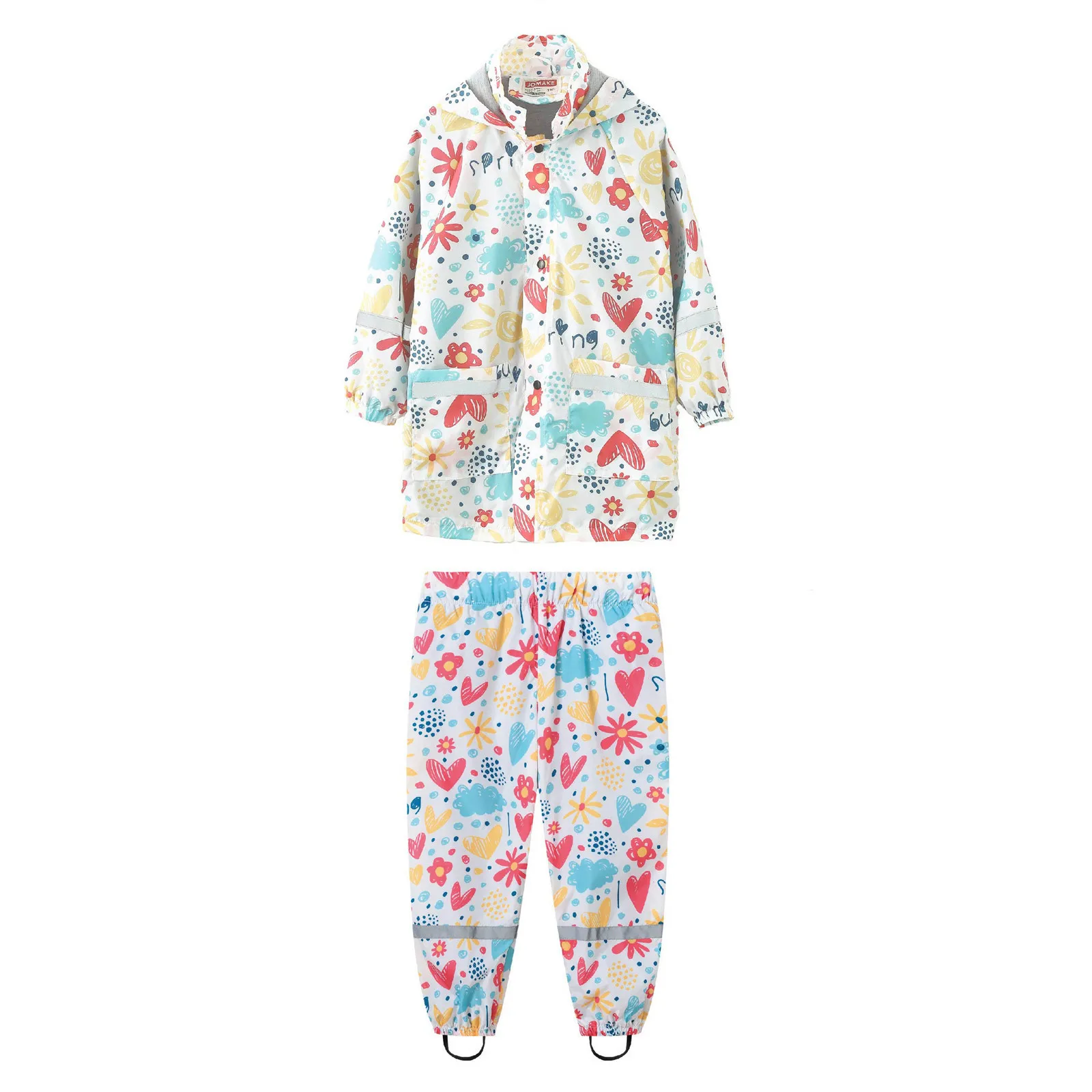PU Waterproof Baby Boy Clothing Sets Outdoor Sport Girls Rain Suits Hooded Jacket Overall Chilren Costume Kids Tracksuit