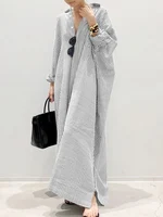 2025 Stripe Printed Beach Party Sundress ZANZEA Spring Fall Bohemian Women Long Sleeve Lapel Dress Fashion Casual Loose Vestidos - Image 3