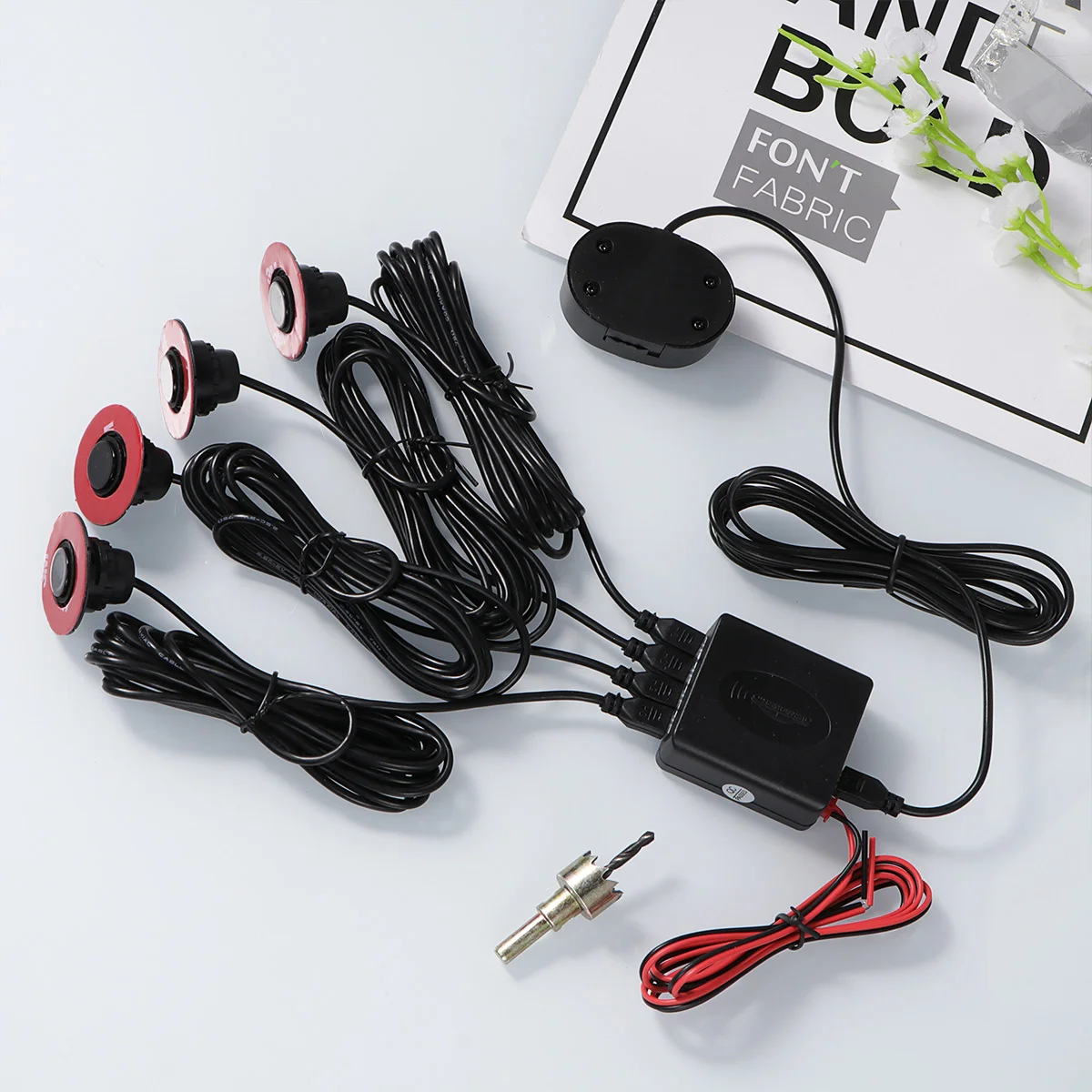 

1 комплект, 4 датчика круглой формы, зуммер 165 мм