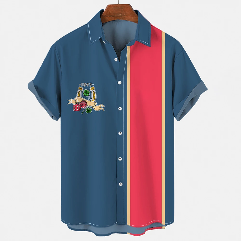 

2022 summe breathable and lightweight Hawaiian clover shirt casual men's shirts tops beach short sleeve summer lapel shirts 5xl