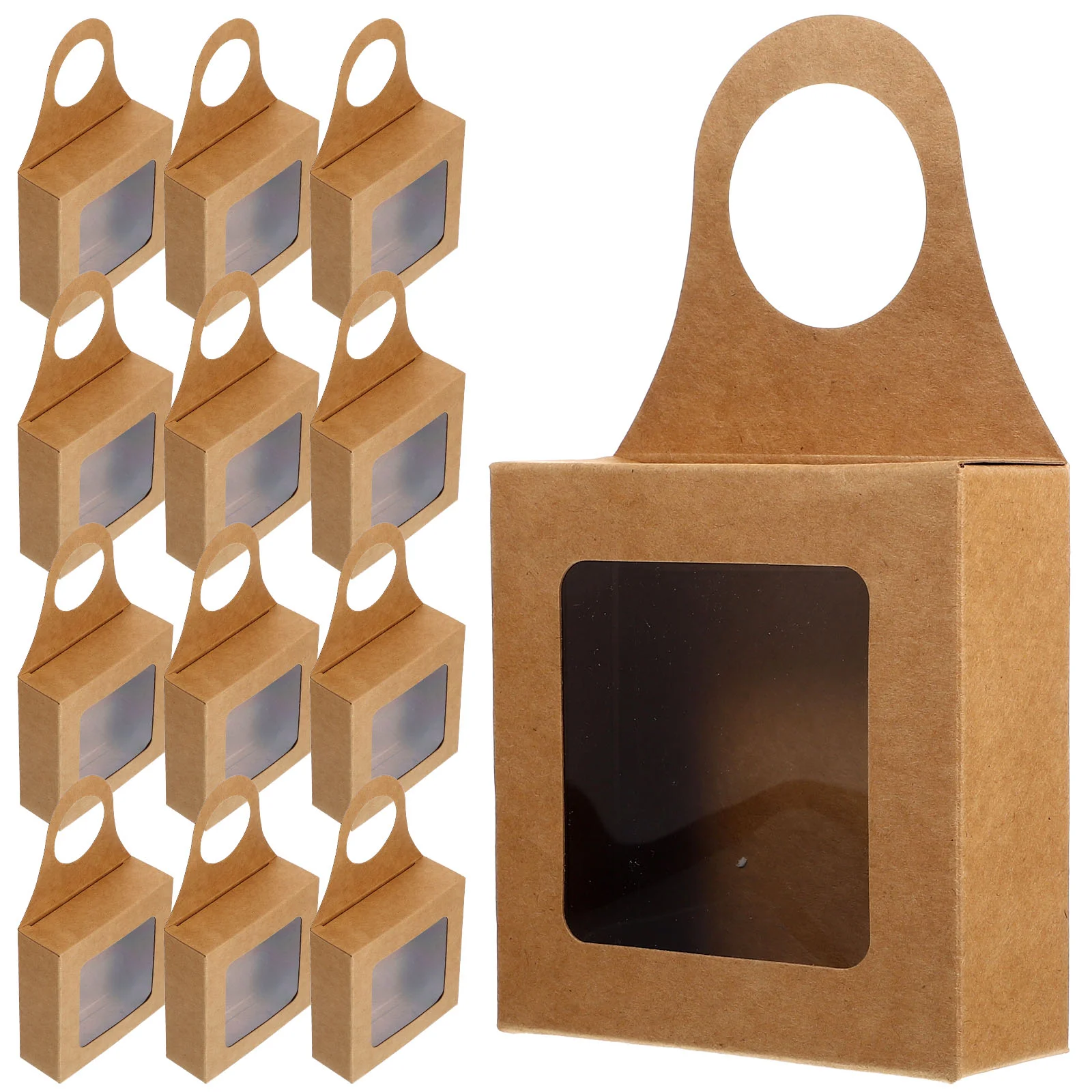 

Kraft Wine Bottle Box With Window Hanging Foldable Boxes Durable Kraft Paper Gift Box Decorative Wine Boxes For Gifts
