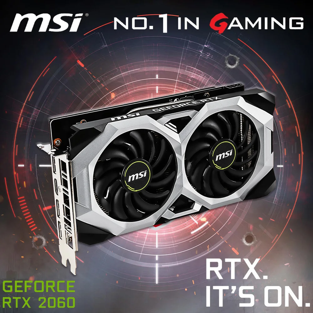 MSI RTX 2060 VENTUS 6G OC Graphics GDDR6 NVIDIA RTX 20 Series GPU 14000MHz  6GB PCI Express 3.0 16X Desktop RTX 2060 Video Card