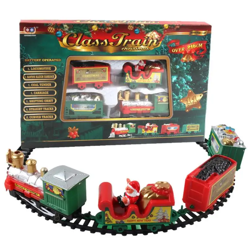 Electric Train Set Electric Christmas Train Set Exquisite Railway Track DIY Toys Xmas Track Puzzle Gift Toys For Kids Birthday Christmas Party Gift