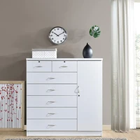 Warm White Modern Simple Design Storage Tall And Wood Chest Of Drawer With Lock 2
