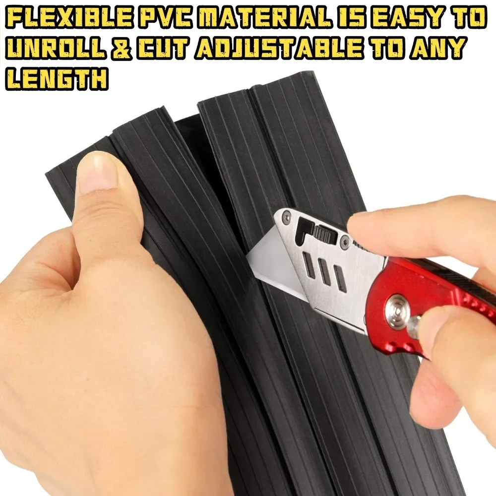 Garage Door Floor Sealing Strip Multi Functional with Yellow Line PVC Garage Edge Gap Dustproof Waterproof 1/3M