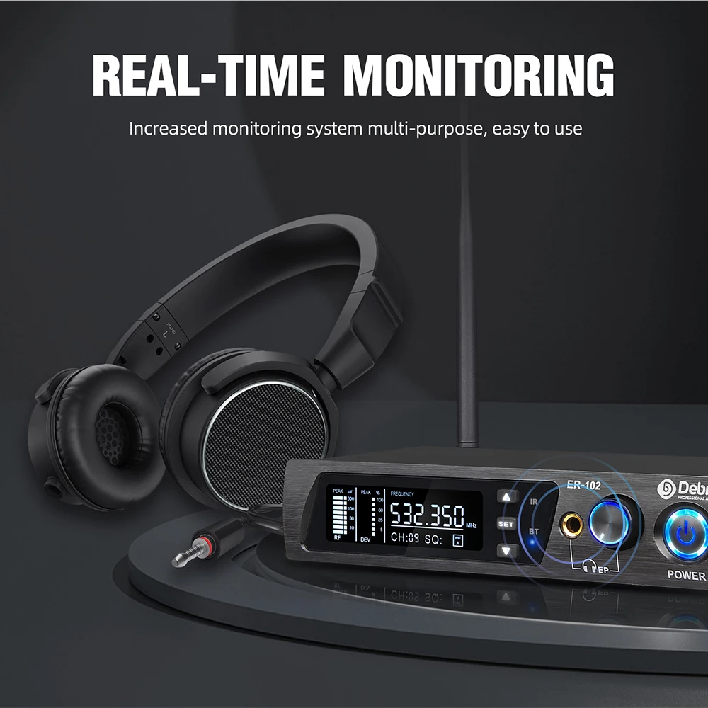 UHF IEM Wireless In-Ear Monitoring System ER-102 with bluetooth5.0 for Stage Per