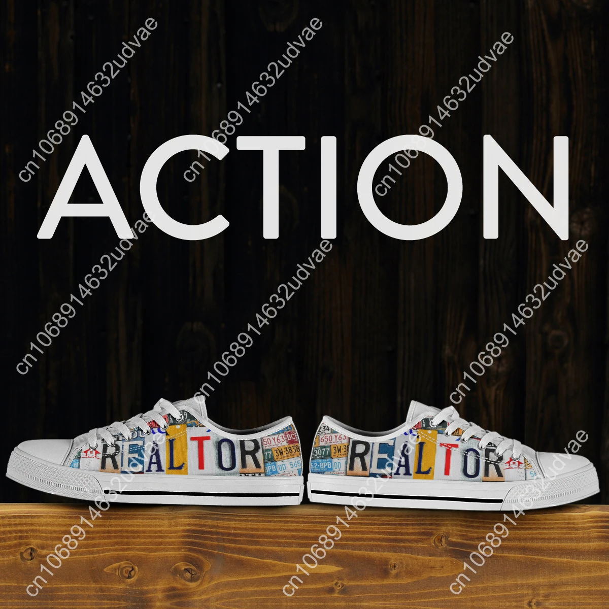 License Plate Realtor Design Ladies Shoes Casual Flats Shoes For Women Low Top Canvas Shoes For Women Brand