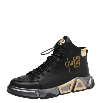 High-quality Mid-top Wool Ankle Boots Men's 38-48 Yards Boutique High-top Men's Shoes Chinese Style Embroidered Leather Shoes