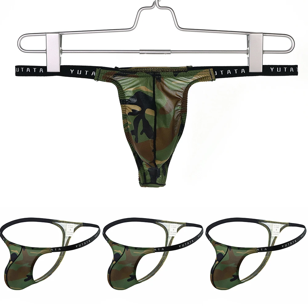 

2022 Sexy Bulge Pouch G-String Bikini Men T-Back Briefs Breathable Camouflage Thong Briefs Panties New Men's Erotic Lingerie