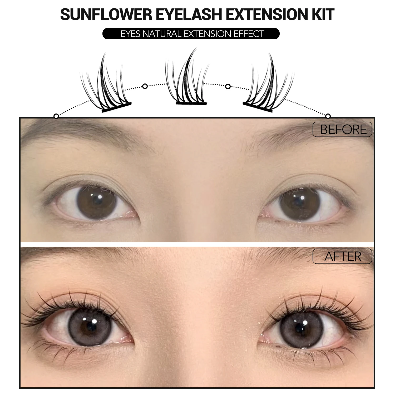 DIY False Eyelashes Clusters Kit Sunflower Manga False lashes Natural Anime Lashes Effect Individual Lashes Extension Kit Makeup fake eyelashes lash extension kit eyelash set
