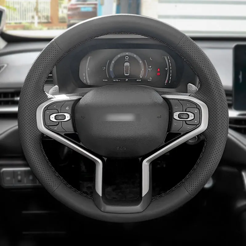 

Мягкий перфорированный кожаный чехол из микрофибры для Haval Jolion 2021 2022 Ручное шитье интерьера автомобиля чехол рулевого колеса отделка
