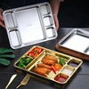 Gold Compartment Dining Plate For Food Serving Trays Stainless Steel Divided Dishes Kitchen Tableware Organization Container 1