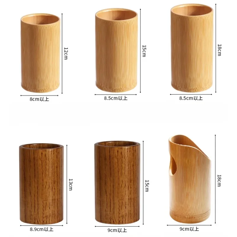 Bamboo Wooden Chopstick Cylinder Tableware Drainage Kitchen Storage Container Bamboo Sign Cylinder Restaurant Supplies 6