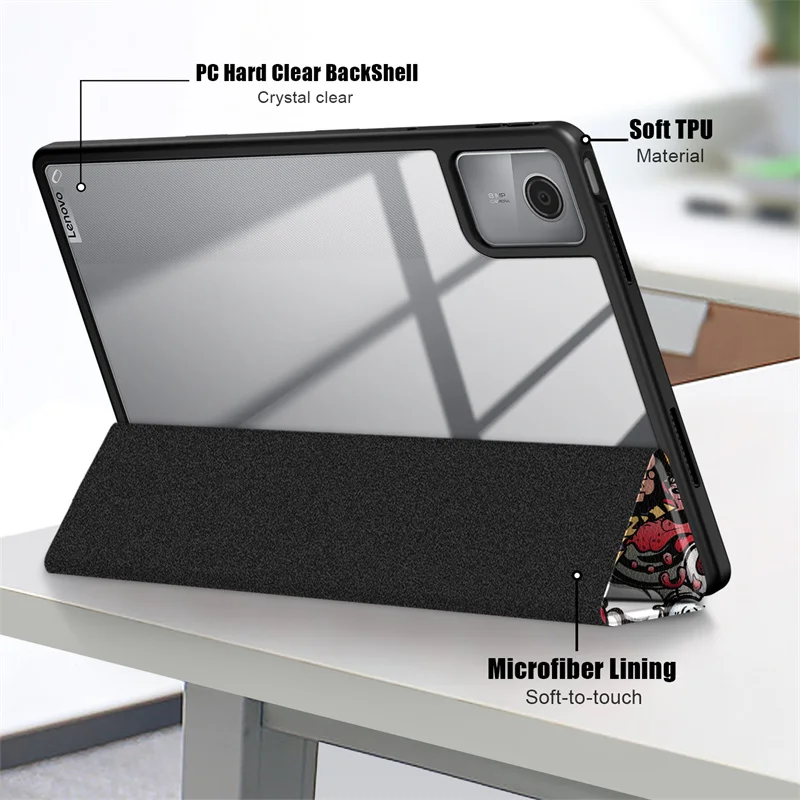 Trifold Tinta Couro Acrílico Hard Back Smart Cover Case com Suporte de Caneta Lenovo Tab M11 Xiaoxin Pad 2023 - Imagem 5