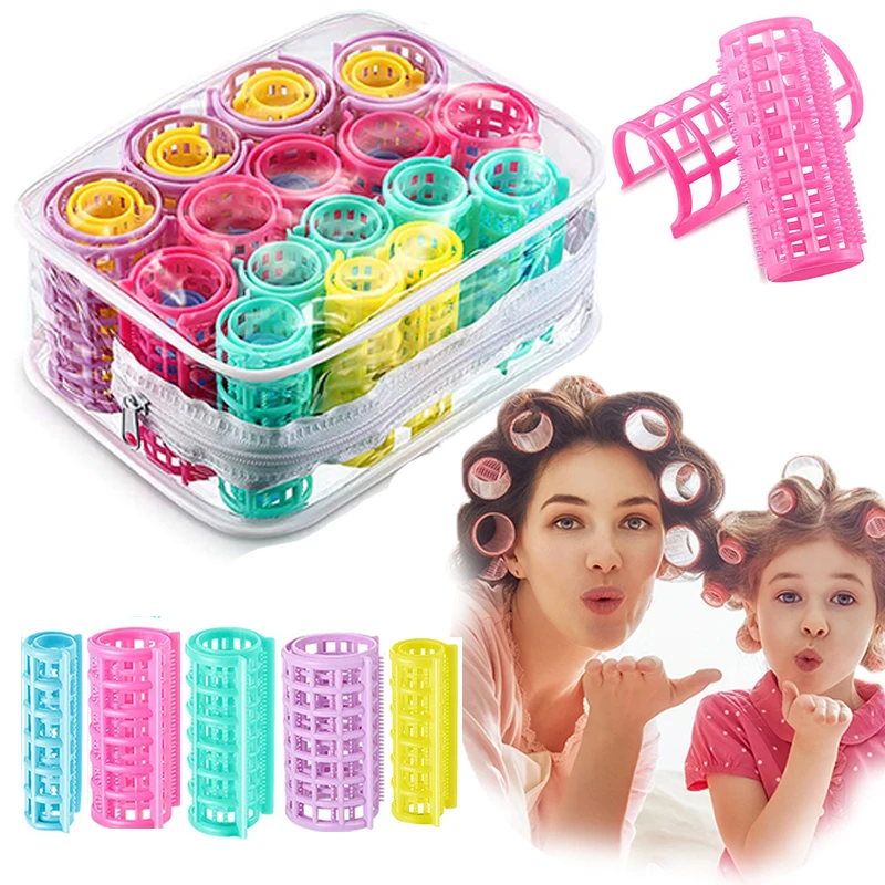 30 Pieces Plastic Hair Rollers Curlers Snap on Rollers Self Grip Rollers for DIY Hairdressing Hair Salon Hair Barber, 5 Sizes red roller crafting rollers multi function brayer glue ink plastic printmaking tools child gluing