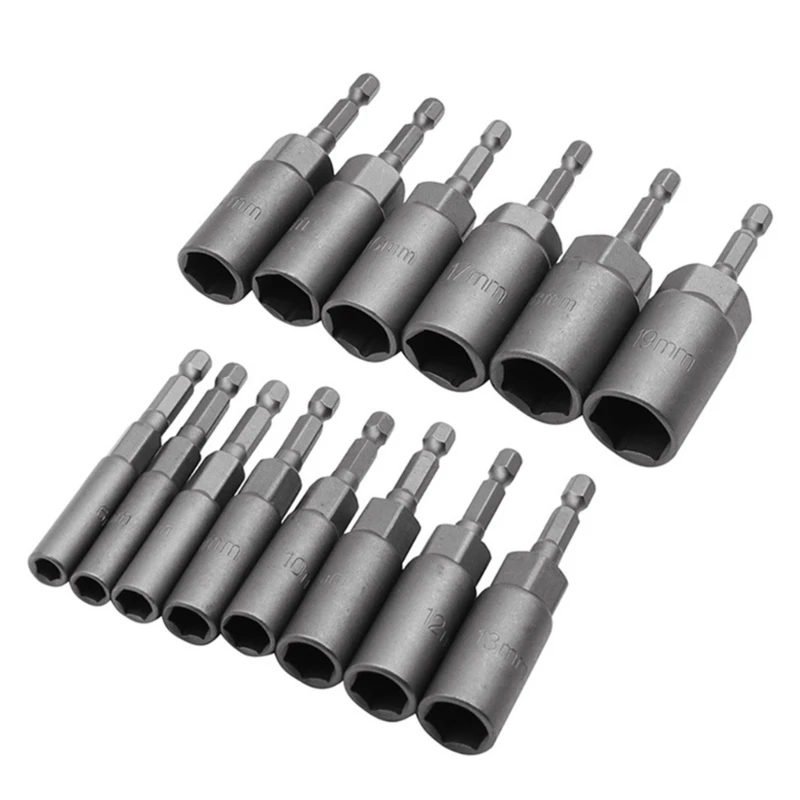 

14Pcs 1/4” Shank Magnetic Power Impact Driver 6-19mm Hexagonal Socket