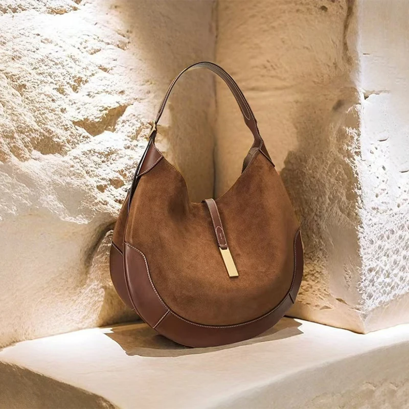 New Suede Vintage Women Shoulder Bag Luxury Women Bags Ladies Large Capacity Tote Underarm Bag Large Capacity Tote Bag 4