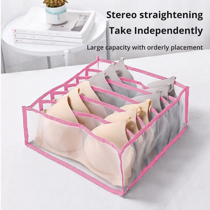 Underwear Storage Box Womens Socks Bra Underwear Thickened Grid Packing Box Mesh Grid
