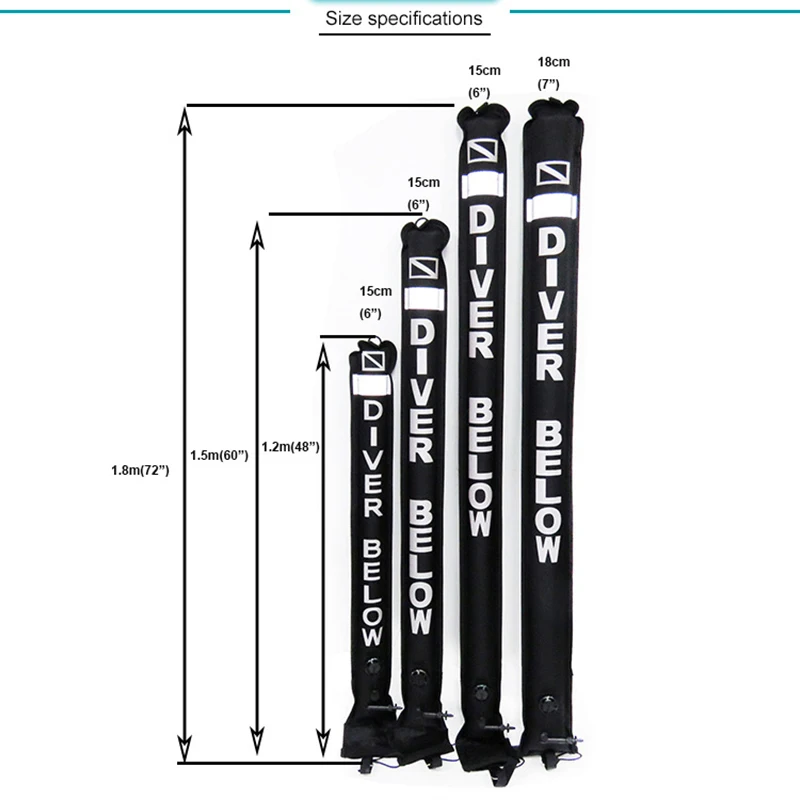 Scuba Diving Buoy Surface Marker Buoy Colorful Visibility Safety Inflatable Scuba SMB Dive Alert Diver Below DSMB Diving Safety Gear Equipment inflatable swimming buoy,scuba diving accessories,scuba diving buoy