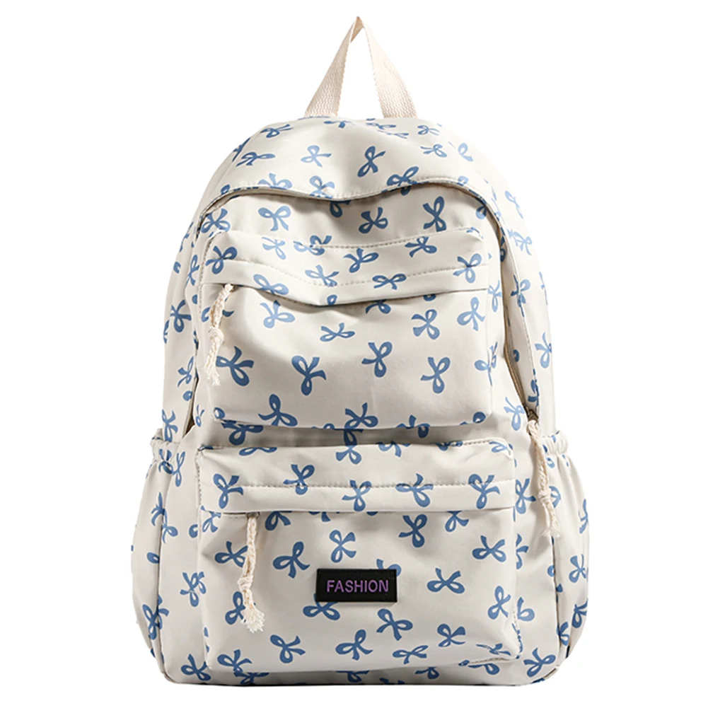 Bow Print Bookbag Preppy Travel Daypack Middle School Bag for Teen Girls