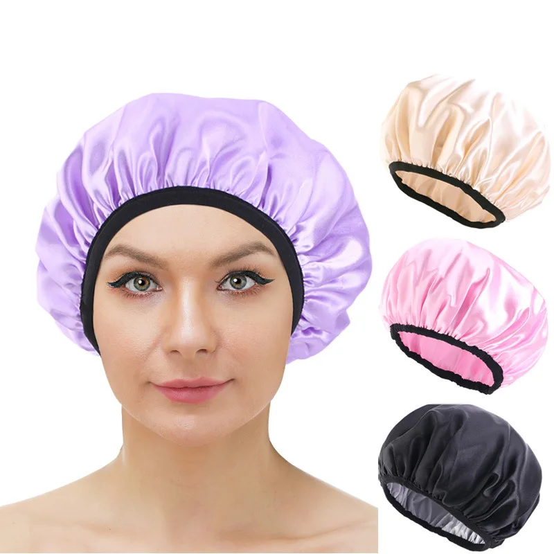 Women's shower cap, adjustable and reusable, oversized, double-layer waterproof shower cap, waterproof exterior, EVA lining, sui