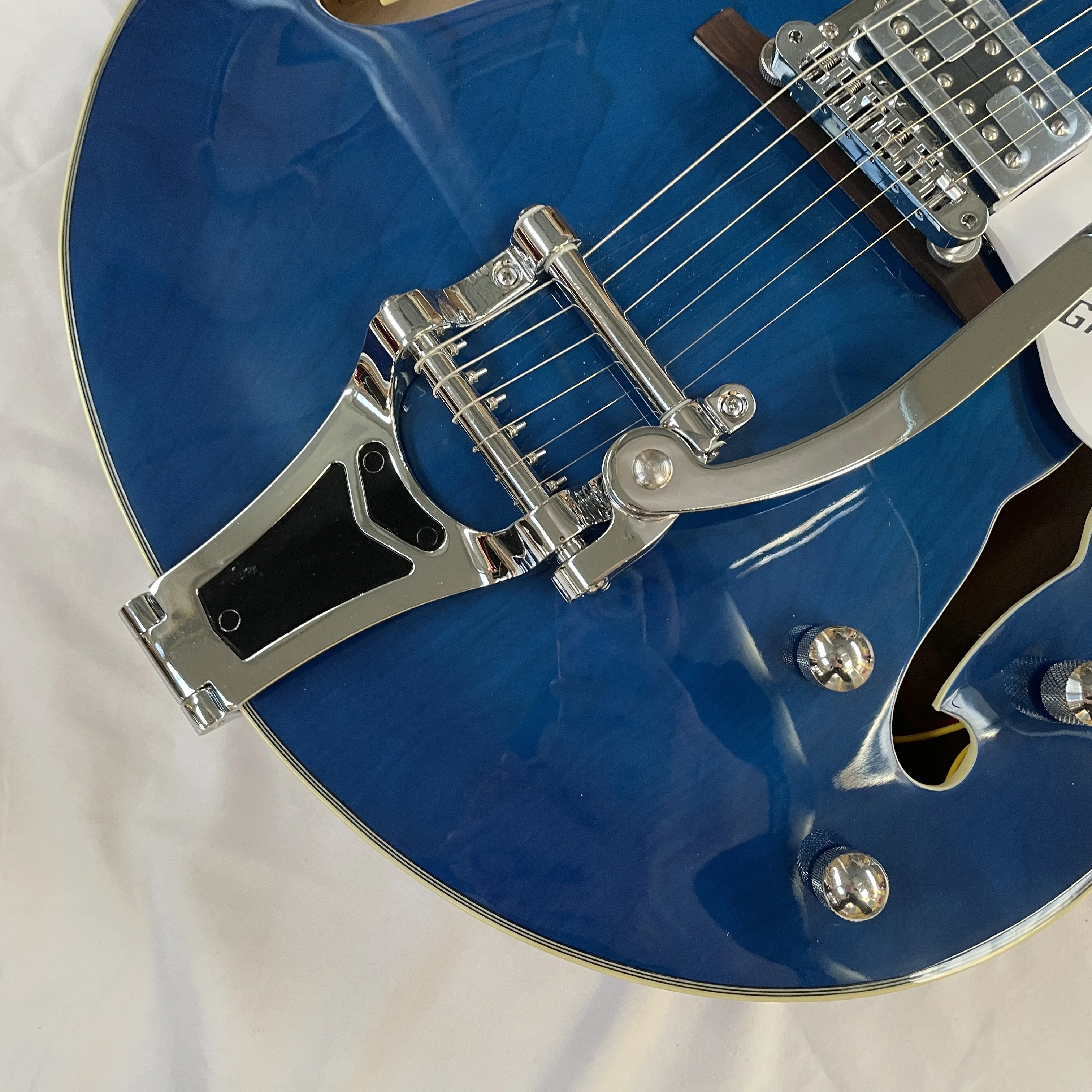 Blue Hollow Electric Guitar big tremolo bar
