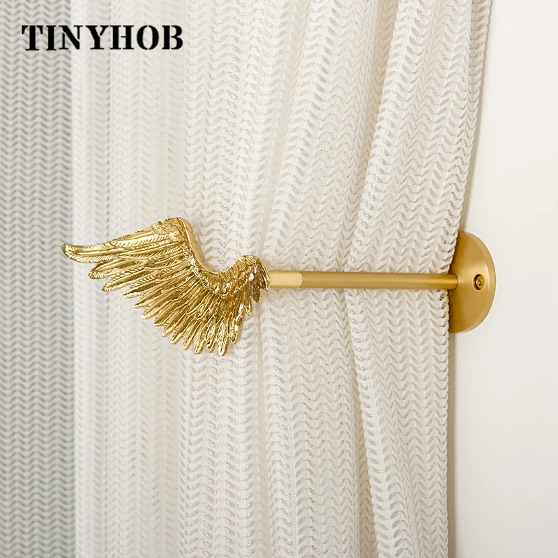 Wing Shape Brass Curtain Hooks Bedroom Living Room Home Decor Drapery Holdback Vintage Metal Wall Hook Curtains Accessoires