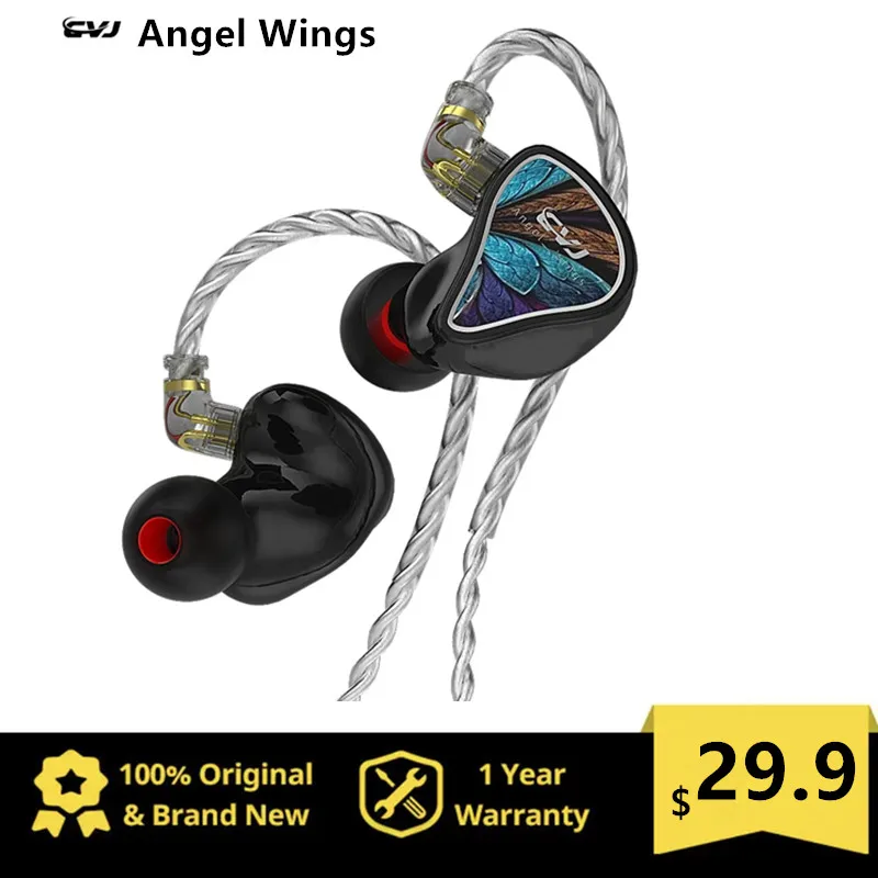 

CVJ Angel Wings Hybrid Drive Earphones IEM Headsets 2PIN HIFI Monitor Headphones Wired In Ear Earbuds For Karaoke Sports Running