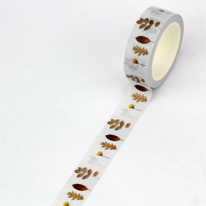 NEW 1PC 10M Decor pressed flowers Neutral leaf flowers Washi Tape Set for Scrapbooking Journaling Masking Tape Cute Stationery 3
