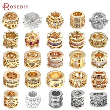 18K Gold Color Brass & Zircon Spacer Beads for Jewelry Making 1