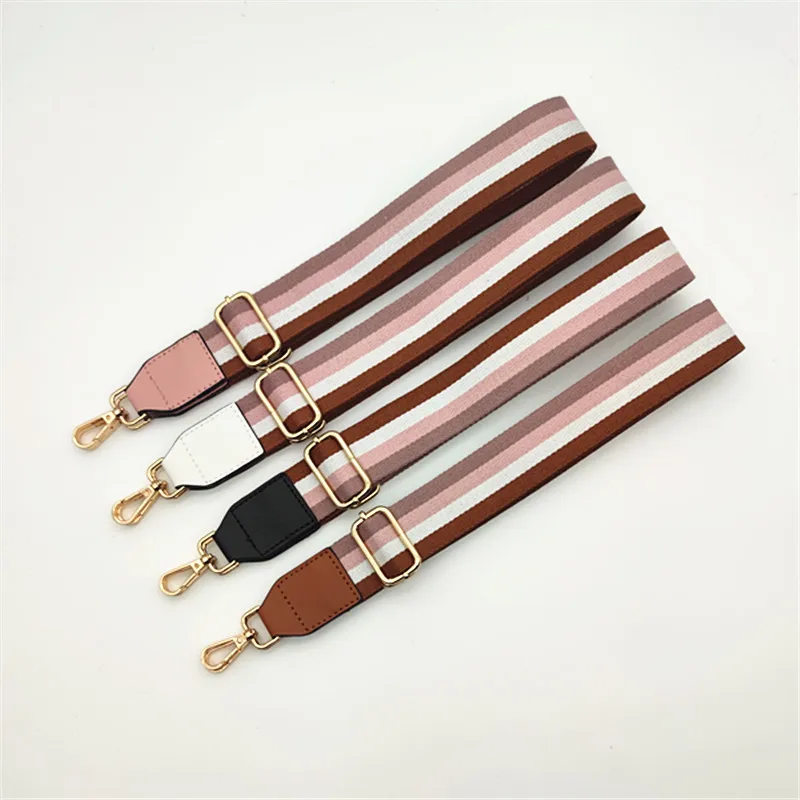 

New Striped Bags Shoulder Strap with Leather Adjustable Women Bags Long Shoulder Straps Bag Accessories Bag Replacement Straps