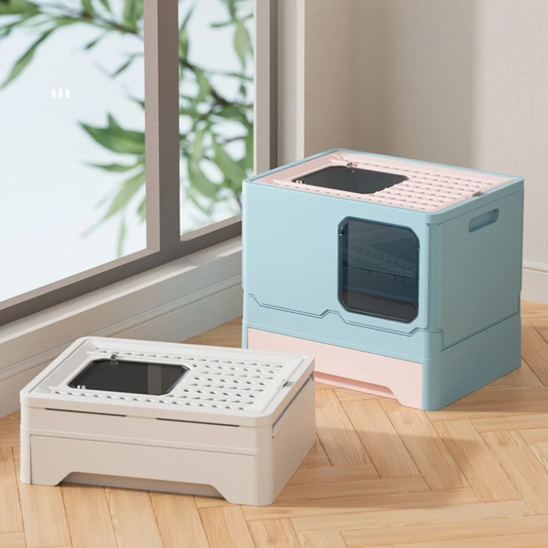 

Folding Drawer Cat Bedpans Leak Proof Toilet Top Entry Big Cat Bedpans Deodorization Enclosed Arenero Gatos Pet Products QF50CB