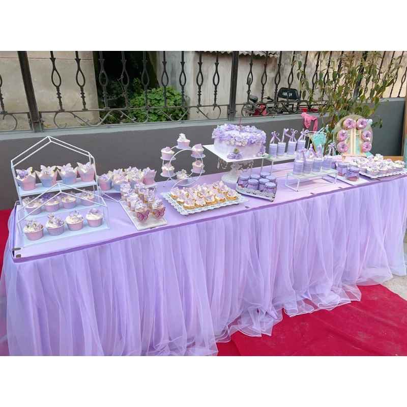wedding birthday party baptism DIY Tutu fluffy gauze yarn banquet table skirt cake table cloth tabeskirt
