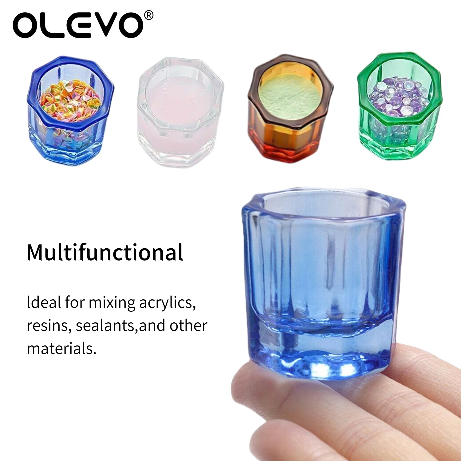 4-Piece Crystal Glass Dappen Dish Set for Dental and Nail Art Applications