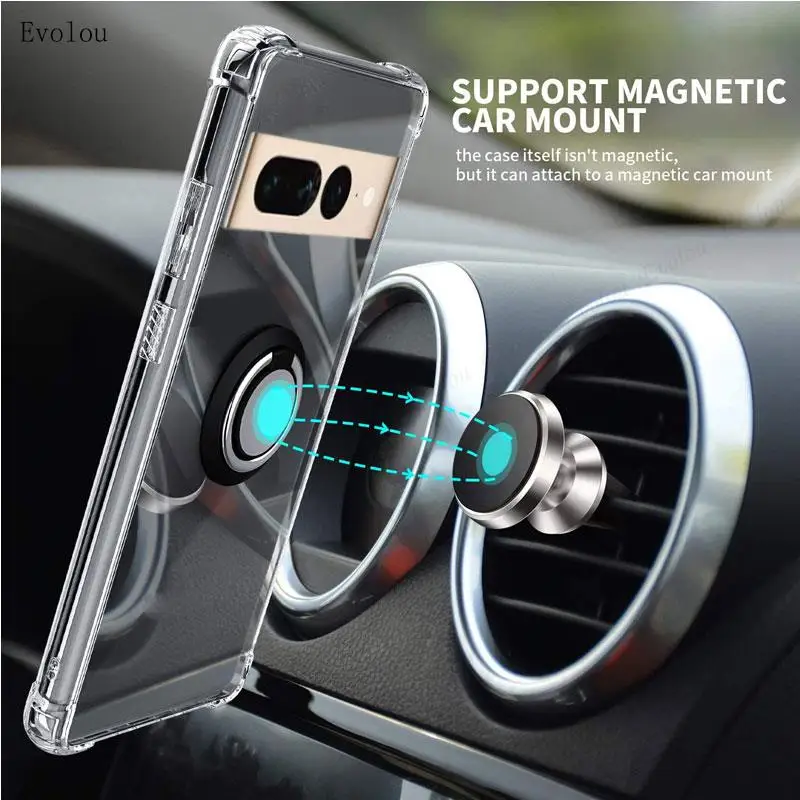 Enhanced Magnetic Ring Holder Transparent Silicone Case