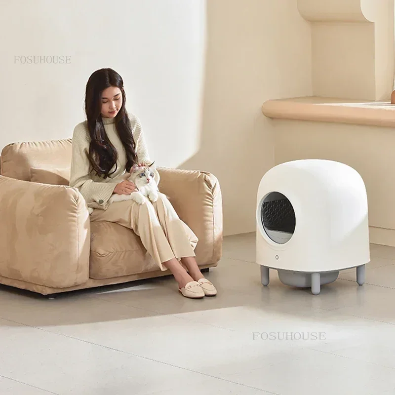 가정용 자동 세척 샌드박스 밀폐형 고양이 변기 자동 스마트 고양이 화장실 앱 원격 제어 Wi-Fi 고양이 화장실