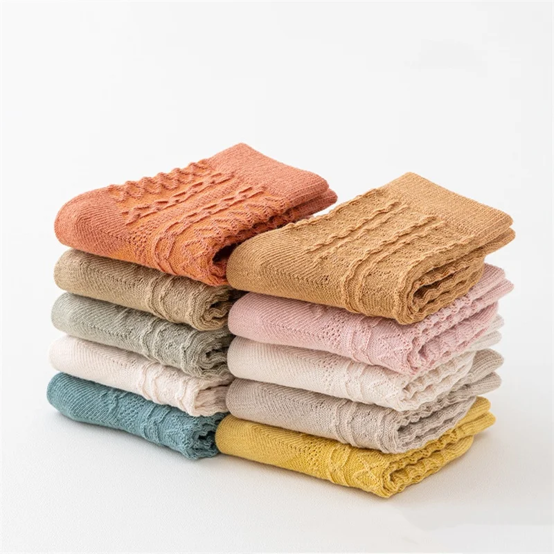 3Pairs/lot Kids Socks Girls Boys Spring Summer Thin Soild Cotton Mesh Non-slip Floor Sock 0-5Y