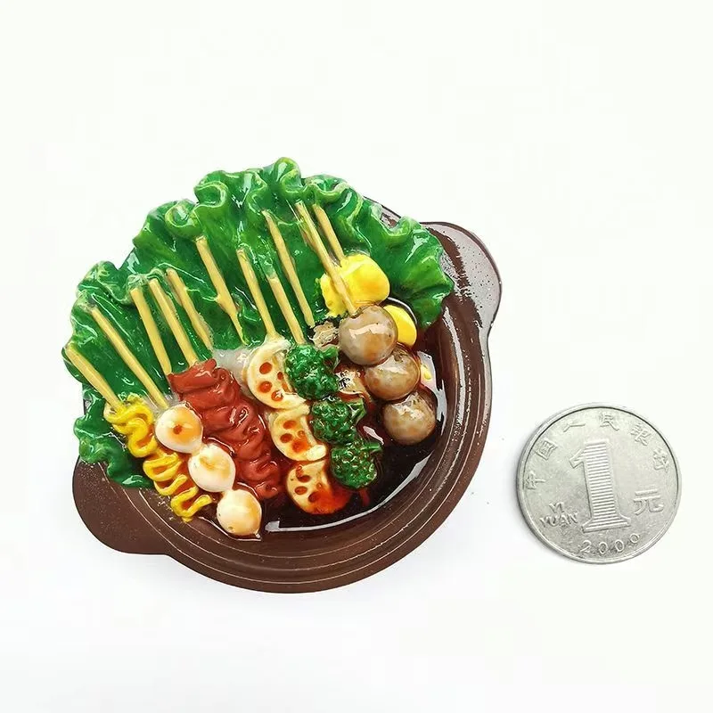 Simulated Food Fridge Magnets Resin Painted Magnet Noodles Ribs Hot Pot Cute Magnets Refrigerator Retro Magnetic Handicrafts