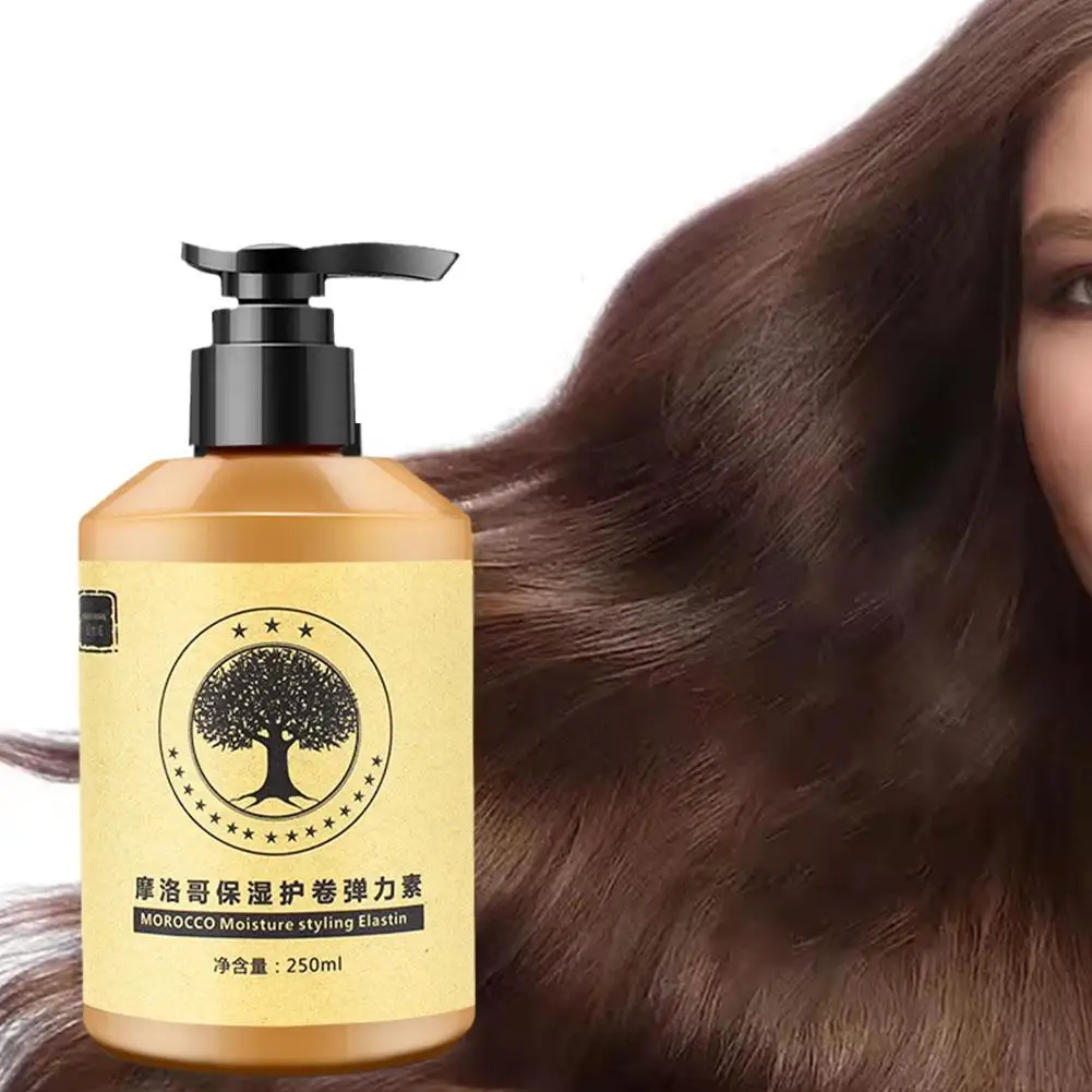 Curly Hair Elastin Styling Cream Long-lasting Moroccan Volume Hair 250ml Curling Curly Moisturizing Enhancer Elasticit D7c5