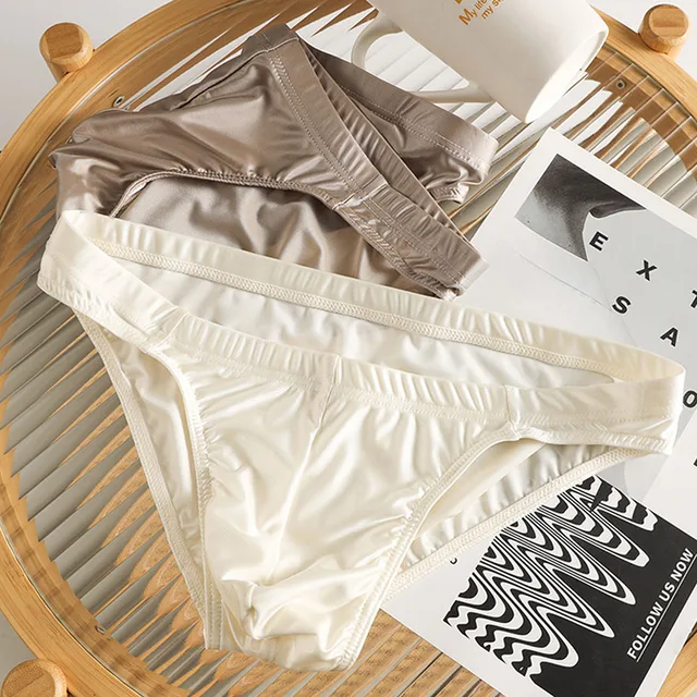 Men Sexy Underwear Print Briefs Bulge Pouch Mens Bikini Mid Waist Underpants Ice Silk Soft Quick Dry Breathable Sexy Panties
