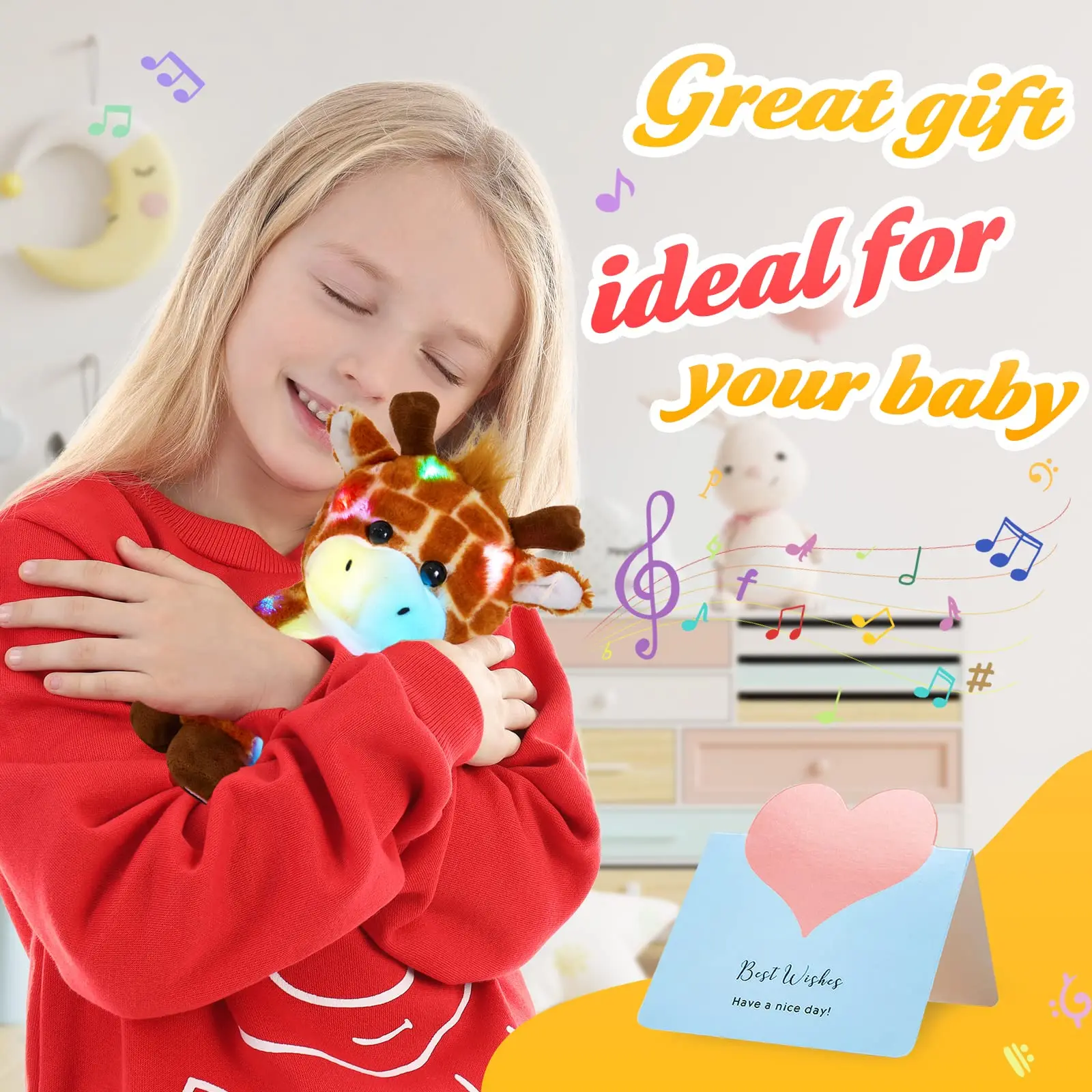 30cm Giraffe Doll Plush Toys Cute Giraffe Throw Pillow LED Luminous Soft Stuffed Toy Animals Gift for Girls Kids Decor Home