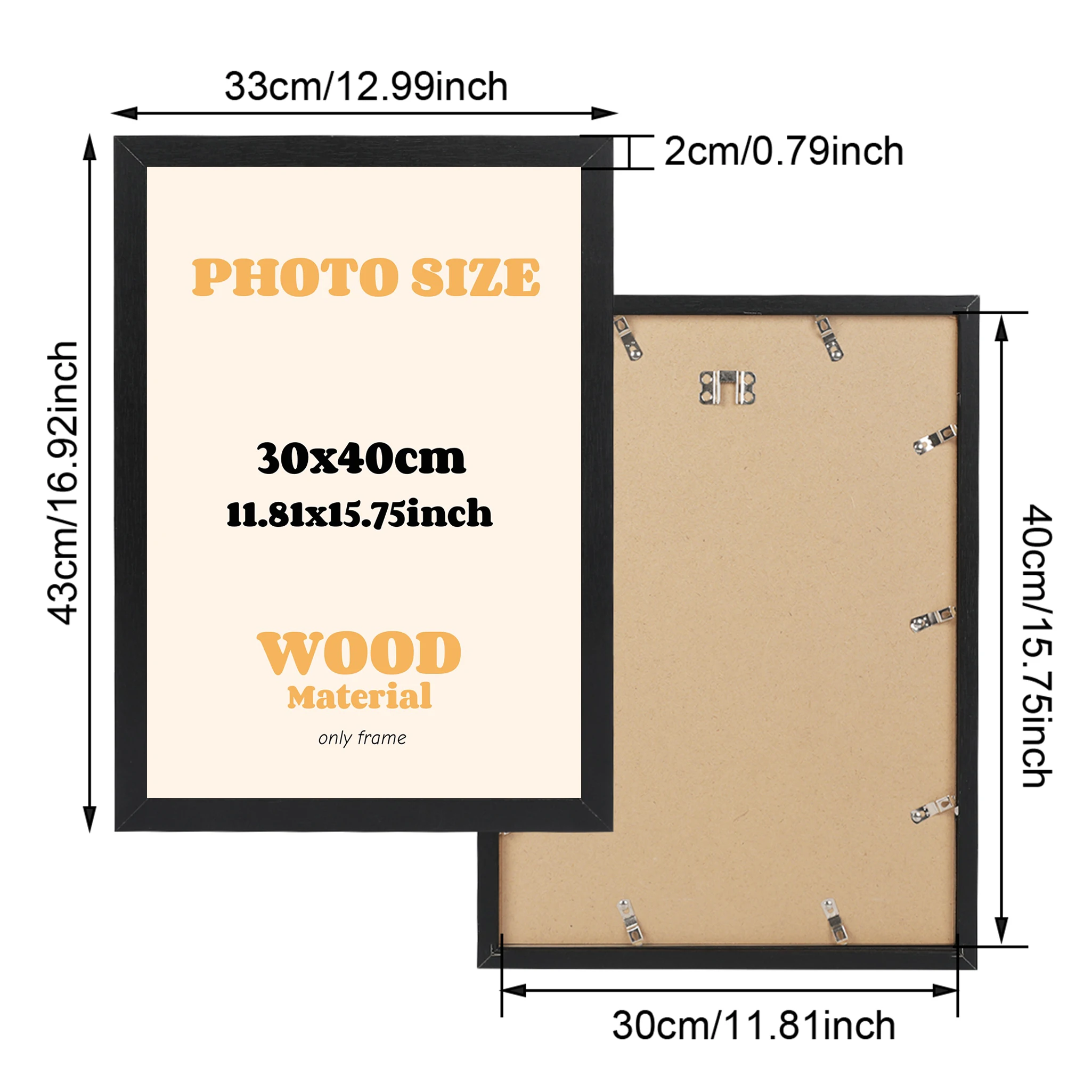 מסגרת תמונה בצבע שחור ולבן עץ ניתן לתלות על הקיר מגיעה עם חומרי חומרה פוסטר ציור קנבס קישוט