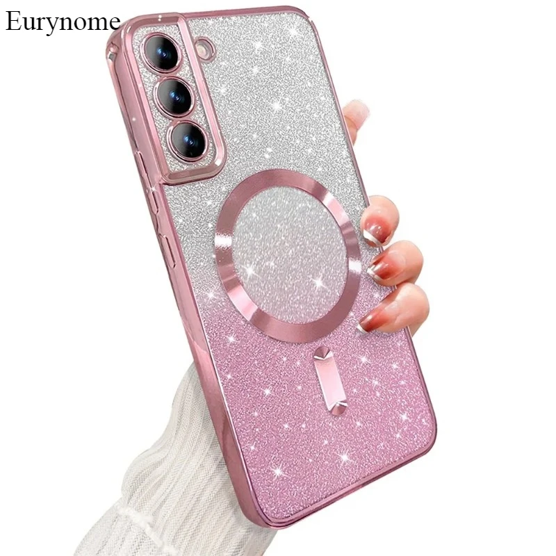 Glitter Magnetic Plating Wireless MagSafe Bright Phone Case