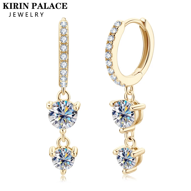 

D Color 4mm 5mm Moissanite Long Tassels Earrings For Women S925 Sterling Silver Plated 18K Gold 1.6ct Diamond Fine Jewelry