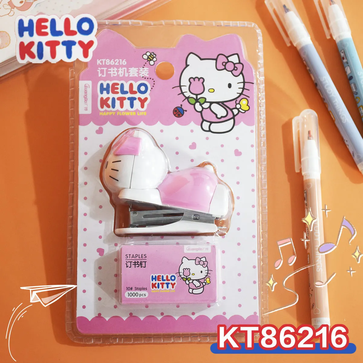 Hello Kitty Cat Stapler Kids Scissors Cartoon Set Wholesale Genuine Student  Stationery School Student Office Supplies Portable