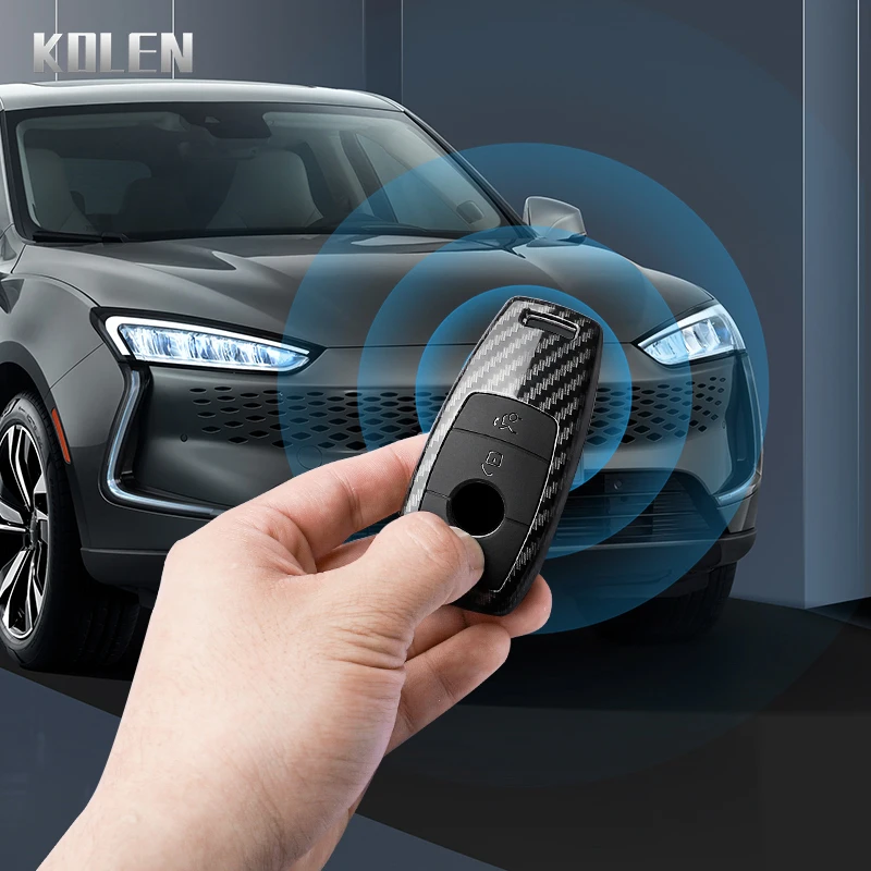 Carbon Fiber Style Car Key Case Cover