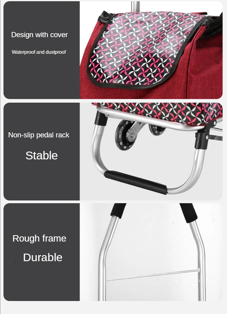 Super Light Aluminum Alloy Shopping Cart Trolley with Pull Rod